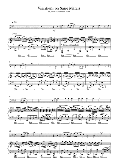Sarie Marais variations for cello and piano (arr. Michael Hankinson)