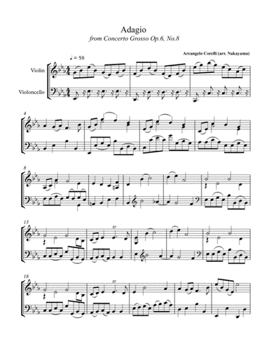Corelli Adagio from Christmas Concerto - arr. for Violin & Cello (arr. Midori Nakayama)