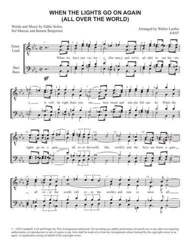 When The Lights Go On Again (all Over The World) (arr. Walter Latzko)