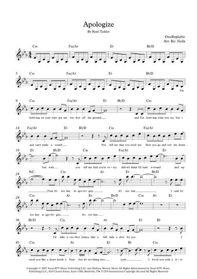 Apologize (arr. Arr. Neda)