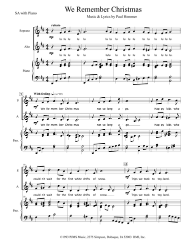 We Remember Christmas SA with Piano