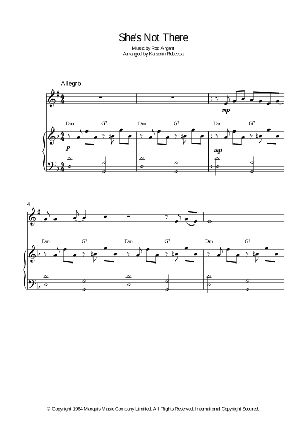 She's Not There (arr. Kaiserin Rebecca)