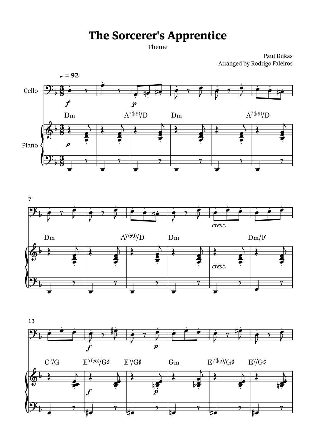 The Sorcerer's Apprentice theme (arr. Rodrigo Faleiros)