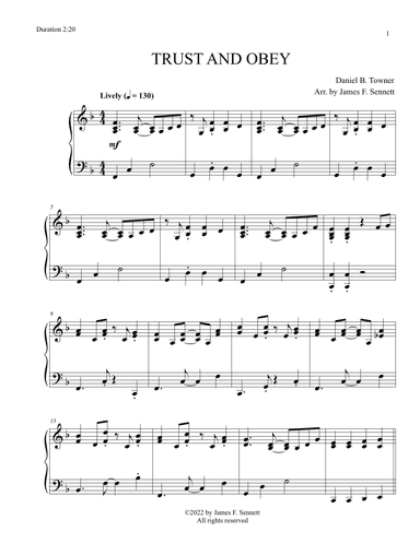 Trust and Obey (arr. James F. Sennett)