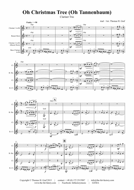 Oh Christmas tree - Oh Tannenbaum - Funky - Clarinet Trio (arr. Thomas H. Graf)