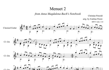 Menuet 2 from Anna Magdalena Bach's Notebook for Classical Guitar (arr. Esteban Peretz)