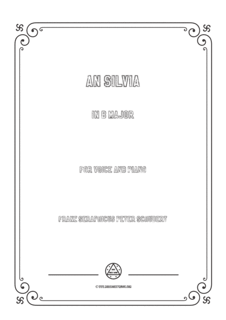 Schubert-An Silvia in B Major,for voice and piano (arr. MSM)