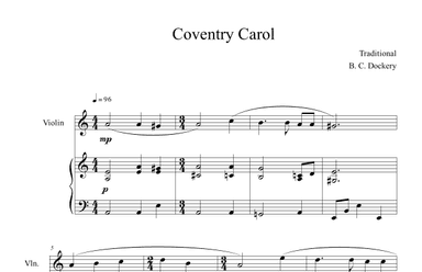 Coventry Carol (Violin Solo with Piano Accompaniment) (arr. B. C. Dockery)