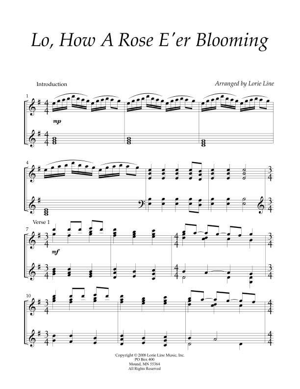 Lo, How A Rose E'er Blooming (from Christmas Around The World) (arr. Lorie Line)