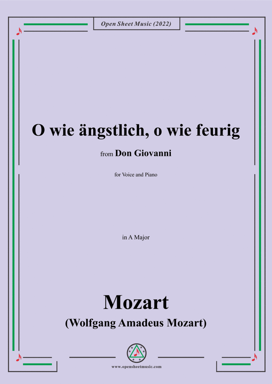 Mozart-O wie ängstlich,o wie feurig,in A Major,from Don Giovanni,for Voice and Piano (arr. Open Cloud)