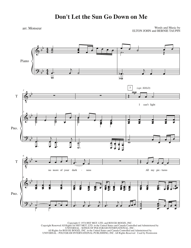 Don't Let The Sun Go Down On Me (arr. David Monseur)