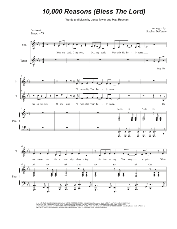 10,000 Reasons (bless The Lord) (arr. Stephen DeCesare)