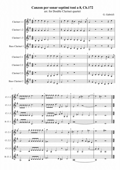 G. Gabrieli - Canzon per sonar septimi toni a 8, Ch.172, arr. for Double Clarinet quartet (arr. Xlomeg)