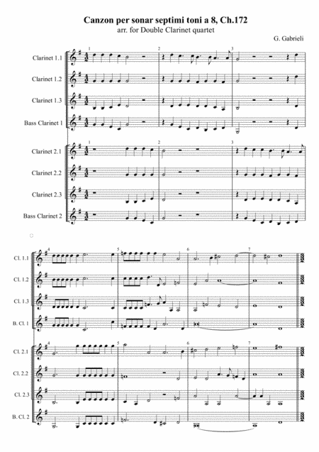 G. Gabrieli - Canzon per sonar septimi toni a 8, Ch.172, arr. for Double Clarinet quartet (arr. Xlomeg)