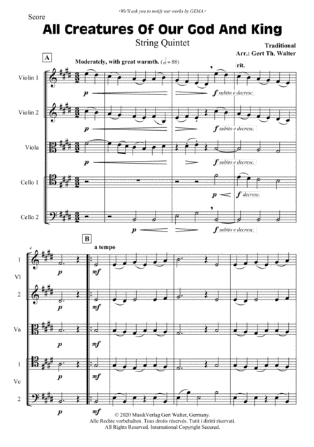 All Creatures Of Our God And King (arr. Gert Th. Walter)