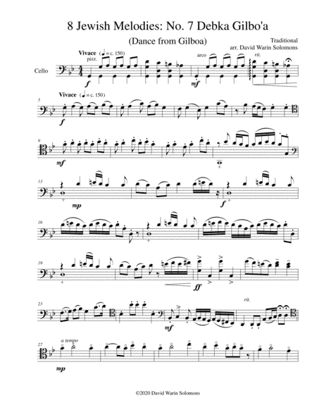 Variations on Debka Gilbo'a (dance from Gilboa) for cello solo (arr. David Warin Solomons)