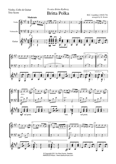 Britta Polka for violin, cello and guitar (arr. Klas Krantz)