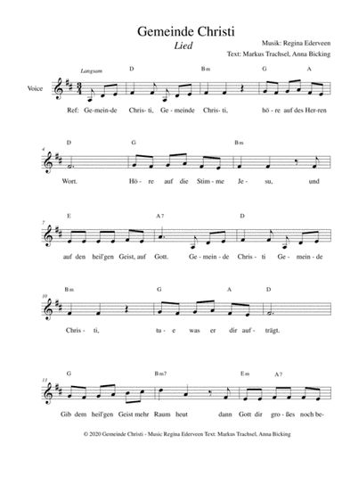 Gemeinde Christi - Lied Noten
