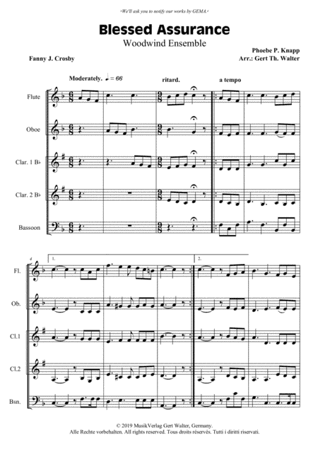 Blessed Assurance (arr. Gert Th. Walter)