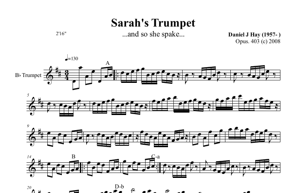 Sarah's Trumpet (Opus 403) for Trumpet