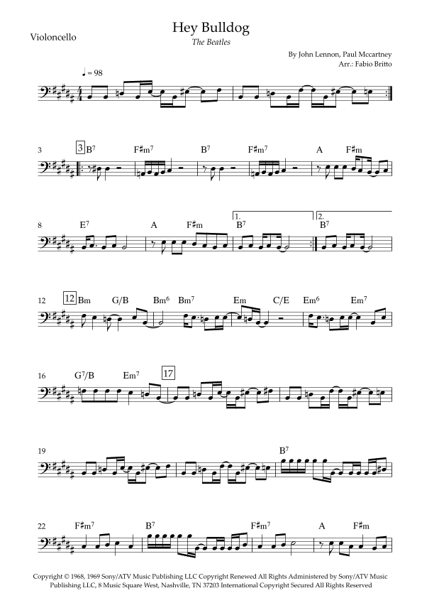 Hey Bulldog (arr. Fabio Britto)