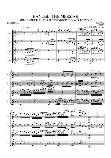HANDEL - THE MESSIAH ARIA "O THOU THAT TELLEST GOOD TIDINGS TO ZION" for FLUTE QUARTET (arr. Elle Macpherson)