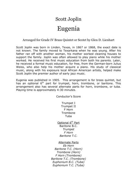 Eugenia (Brass Quintet) (arr. Glen D. Lienhart)