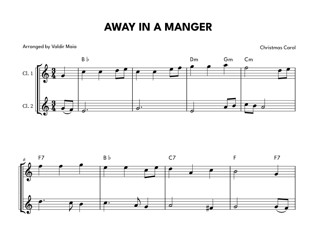 Away In A Manger - Clarinet Duet (arr. Valdir Maia)
