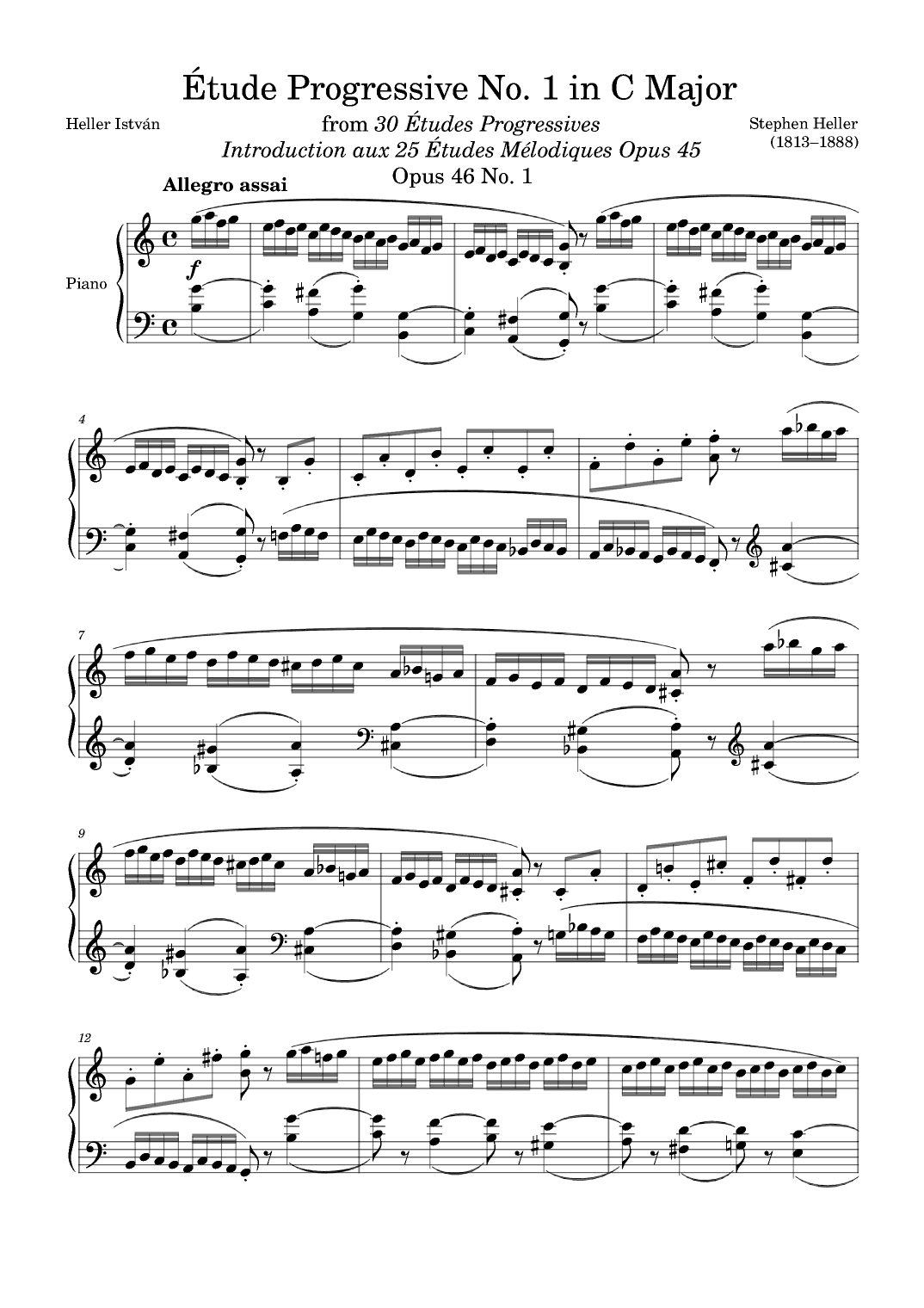 Etude Progressive Opus 46 No. 1 in C Major (arr. Zachary Corbett)