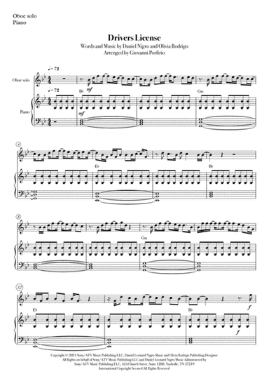Drivers License (arr. Giovanni Porfirio)