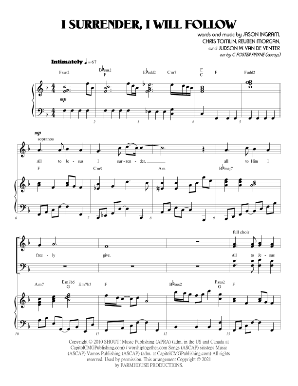 I Will Follow (arr. C. Foster Payne)