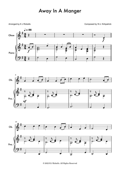 Away in a Manger - Oboe (arr. K J Rickells)