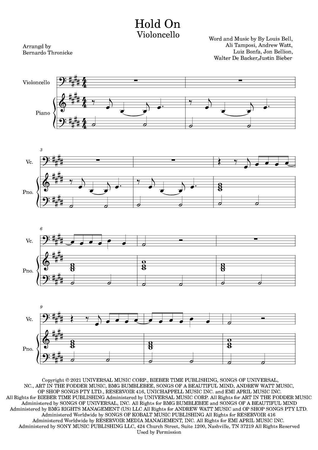 Hold On (arr. Bernardo Thronicke)