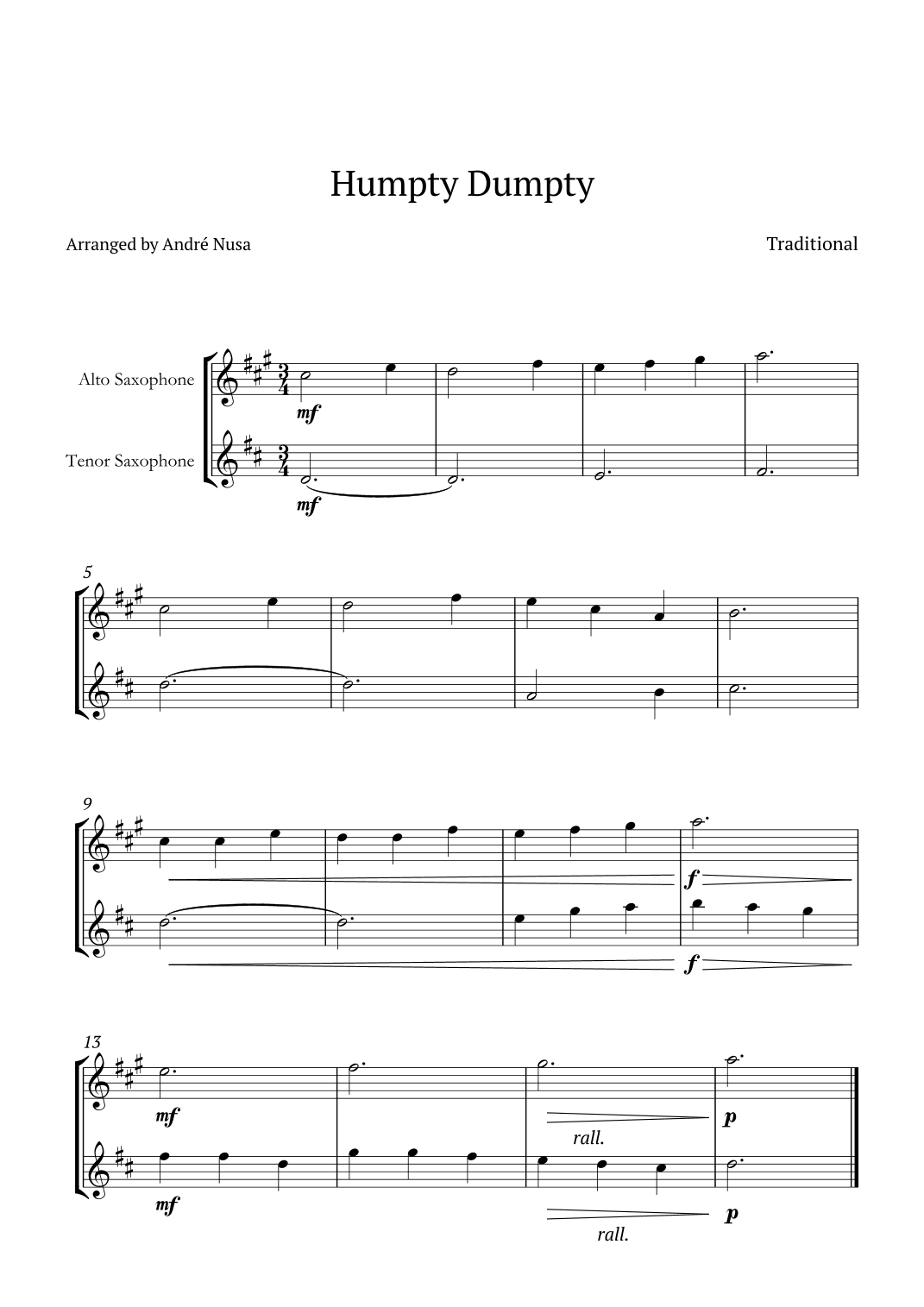 Humpty Dumpty (arr. André Nusa)
