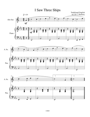 I Saw Three Ships (Alto Sax Solo with Piano Accompaniment) (arr. B. C. Dockery)