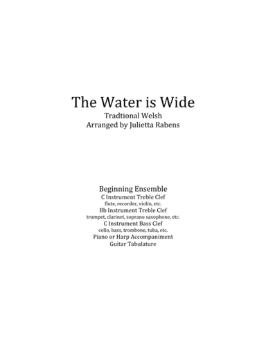 The Water Is Wide in G major for easy ensemble (arr. Julietta Rabens)