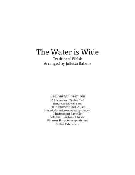 The Water Is Wide in G major for easy ensemble (arr. Julietta Rabens)