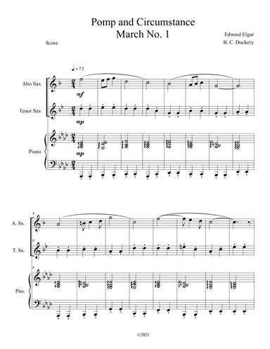 Pomp and Circumstance (Alto and Tenor Sax Duet with Piano Accompaniment) (arr. B. C. Dockery)