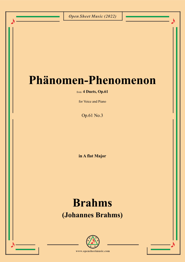 Brahms-Phänomen-Phenomenon,Op.61 No.3,in A flat Major (arr. OSM Press)