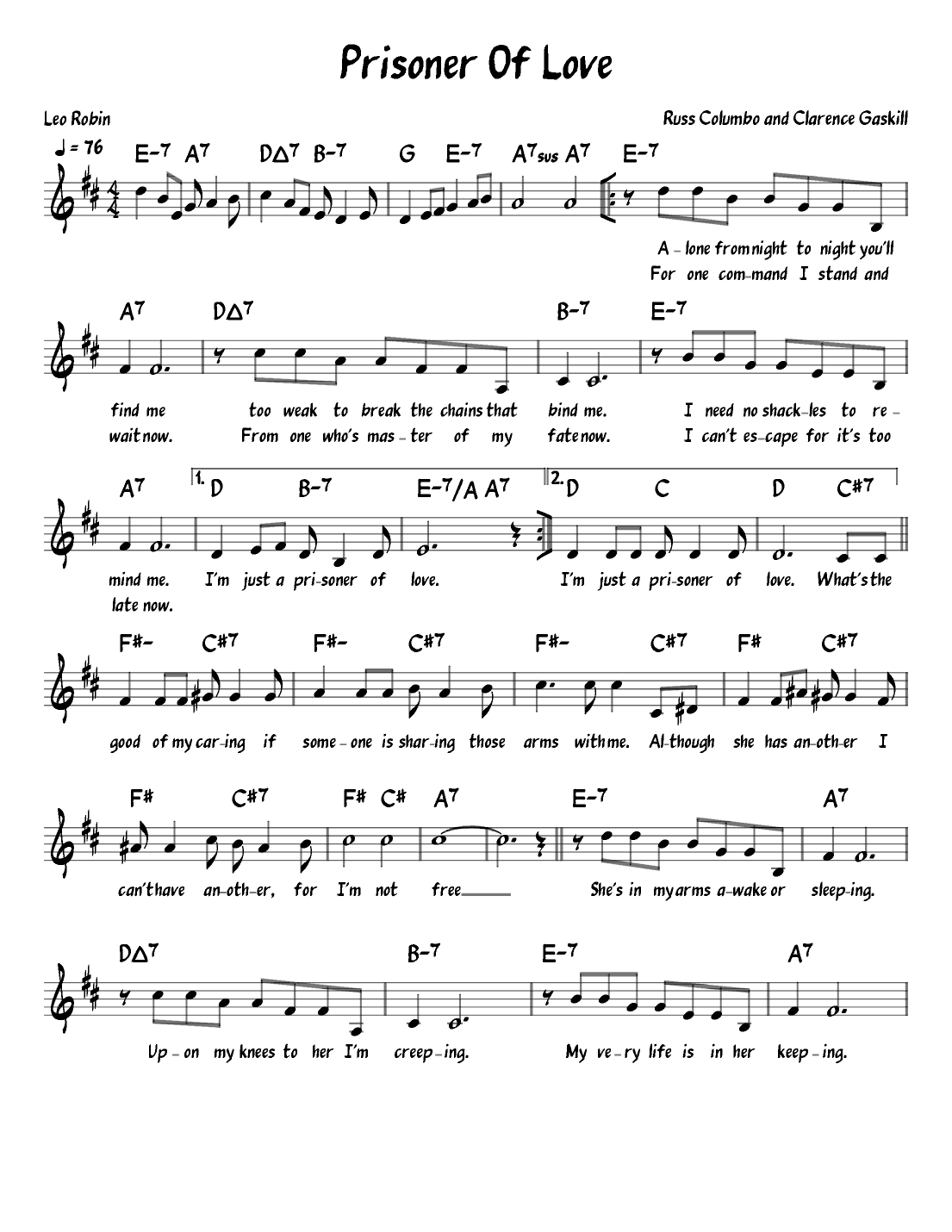Prisoner Of Love (arr. John Fries)