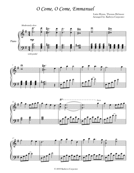 O Come, O Come, Emmanuel (Piano) (arr. Kathryn Carpenter)