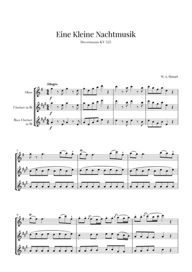 Eine Kleine Nachtmusik for Oboe, Clarinet and Bass Clarinet (arr. Cadenza Editions)
