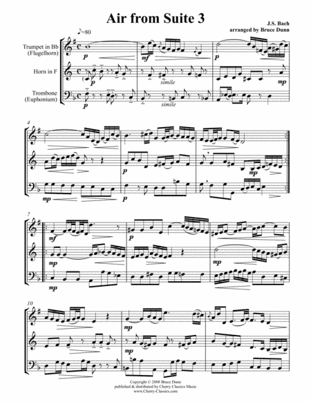 Air from Suite No. 3 for Brass Trio (arr. Dunn, Bruce)