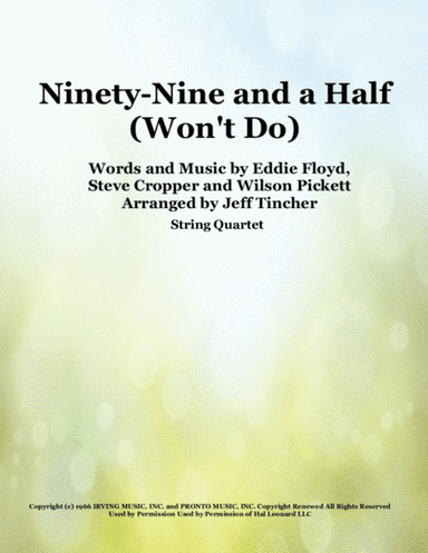 Ninety-Nine And A Half (Won't Do) (arr. Jeff Tincher)