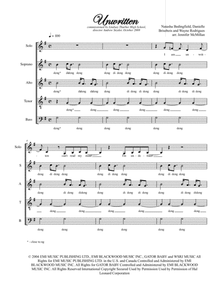 Unwritten (arr. Jennifer McMillan)