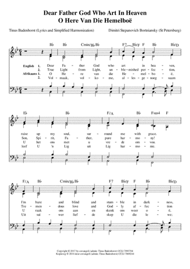 Dear Father God Who Art In Heaven - O Here Van Die Hemelboë (arr. envangeli)