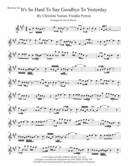 It's So Hard To Say Goodbye To Yesterday (arr. Kevin Busse)