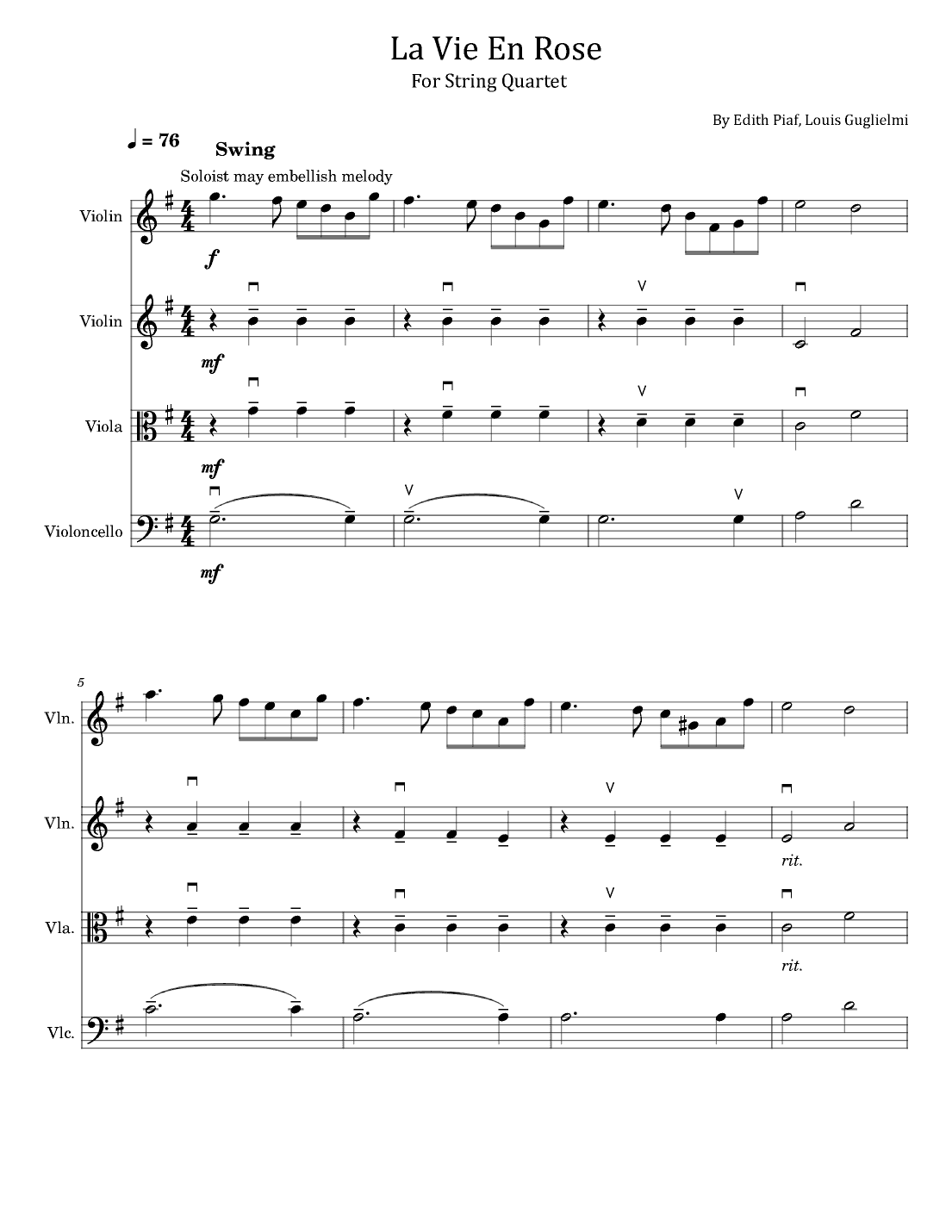 La Vie En Rose (arr. poon)