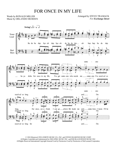 For Once In My Life (arr. Steve Tramack)