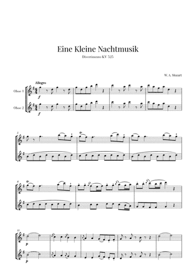 Eine Kleine Nachtmusik for 2 Oboes (arr. Cadenza Editions)